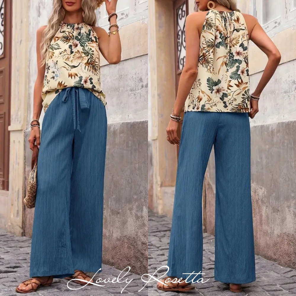 Women's Green Two-Piece Pants Set - Picture 10 of 12